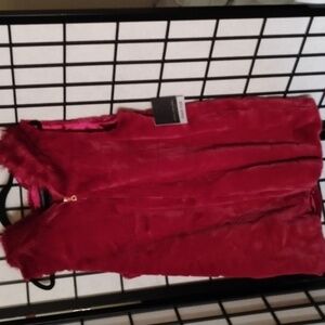 Marc New York - Gorgeous Ruby Red Faux Fur Long Vest NEW w/Tags